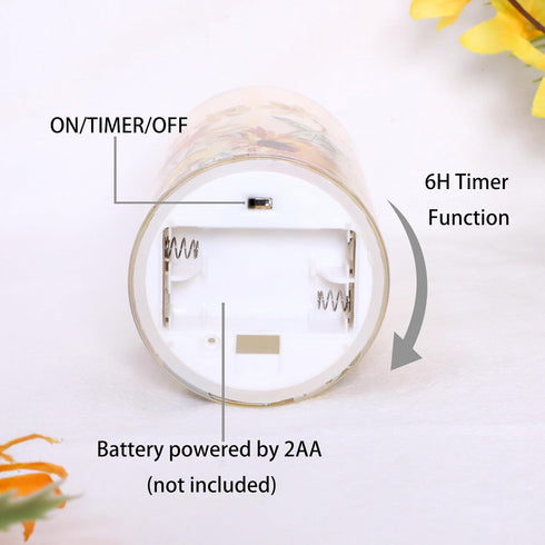 Summer Set 3 Sunflower Glass Flameless Candles Battery Operated with Remote Timer Flickering LED Pillar Candles Fall