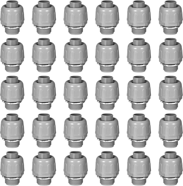 Yaomiao Liquid Tight Connector 180 Degree Electrical Conduit Fittings, Non Metallic PVC for Home (30 Pcs)