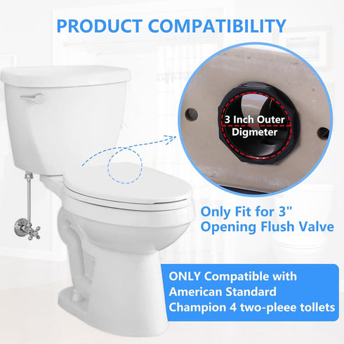 Toilet Tank to Bowl Gasket Kit for American Standards Toilet Part Champion 4 AS738756-0070A, 3 Inch Toilet Tank Replacement Kit Includes Gasket & Bolt Kit with Handle