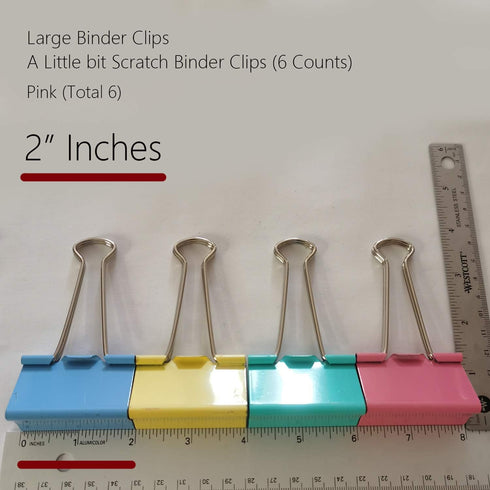 Large Binder Clips Pink Color 2" / 2 inches / 50 mm a Little bit Scratch Jumbo (Huge) Paper Clips (6 PCS, Pink) by nctinystore