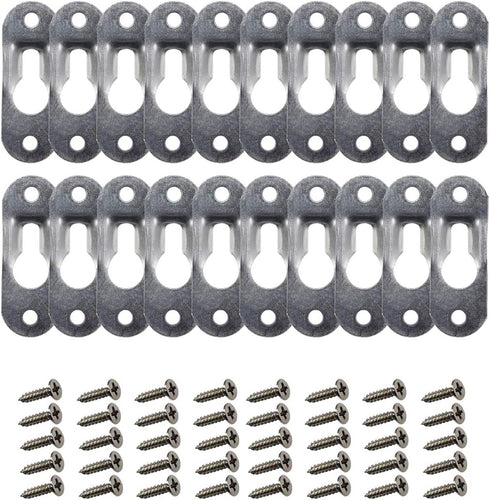 AUEAR Metal Keyhole Hanger, Picture Frame Mirror Cabinet Hanging Fasteners (20 Pack, Silver)