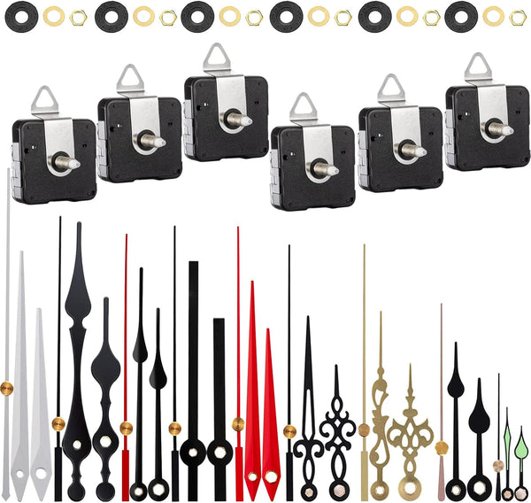 6 Pieces Clock Mechanism Replacement Kit with 9 Pack Clock Hands, Battery Operated for DIY Clock Repair