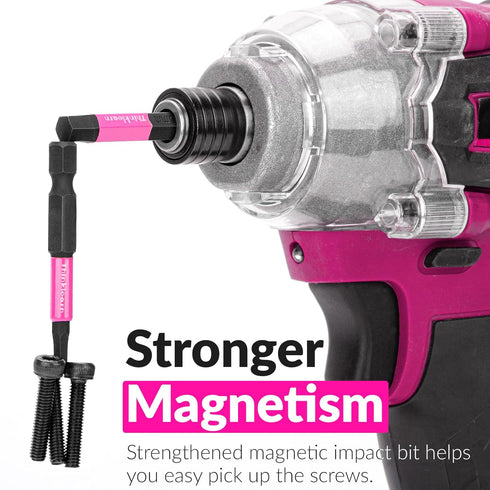 Pink Hex Head Allen Wrench Drill Bit Set, 20pcs (Metric&SAE), 1/4” Hex-Shank S2 Steel with Quick-Change Adapter