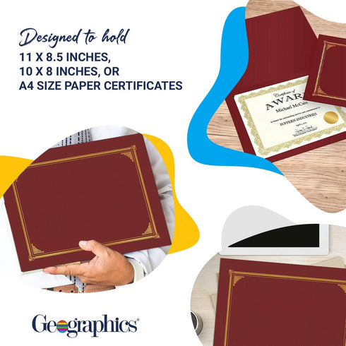 Certificate/Document Cover, 12 1/2 x 9 3/4, Burgundy, Pack of 6