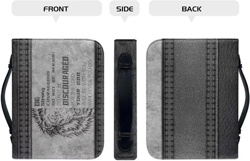 Belidome Lion Bible Cover for Men, Large PU Leather Bible Bag with Pockets, Waterproof Portable Organizer