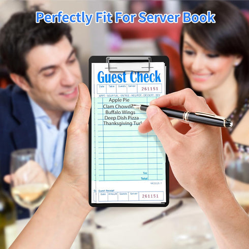 Darcvds 5 Pack 50 Sheets/Pack, 250 Guest Check Books, Server Note Pads for Restaurant, Green Waiter Checkbook, Waitress