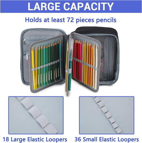 VONXURY Large Pen Pencil Case, High Capacity Art Colored Pencil Pouch with 2 Detachable Layers