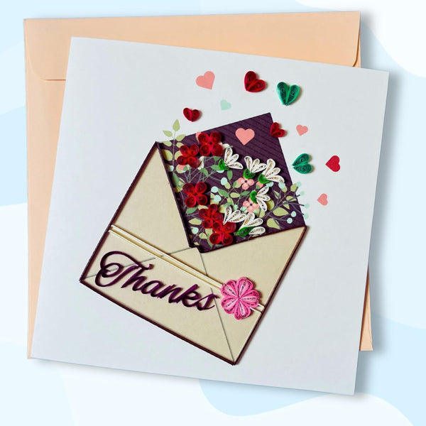 Quilling Cards, Thank You Card, Grateful Thankful Card Flower for Him, Her,