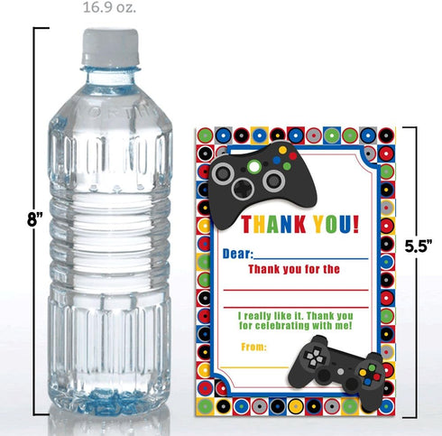 Game On Video Gamer Themed Thank You Notes for Kids - Ten 4" x 5.5" Fill in the Blank Cards with 10 White Envelopes