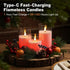 Set 3 Rechargeable Ice Crystal Glass Flameless Candles, RGB Color Changing Realistic Flickering Flameless Candles