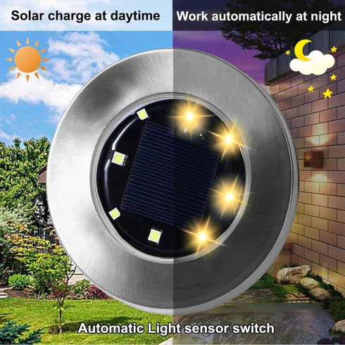 Rayolon (4 Pack Solar Ground Lights, Waterproof Solar Garden Lights, Upgraded Outdoor Garden Waterproof Bright