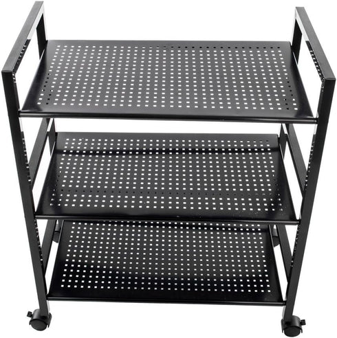 Odthelda 3 Metal Rolling Utility Cart with Wheels Tiers Multi-Functional Storage Cart Home Office Kitchen Island