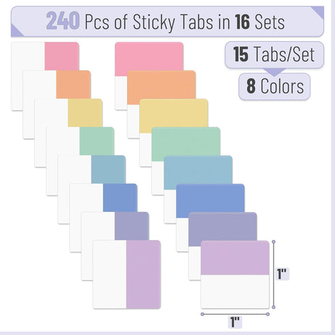 Mr. Pen- Sticky Index Tabs, 240 Pcs, Pastel Sticky Tabs for Notebooks, Page Markers, Page Tabs for Binders, Page Tabs Sticky Tabs for Books, Notebook Tabs, Book Sticky Tabs for Notebooks by Mr. Pen