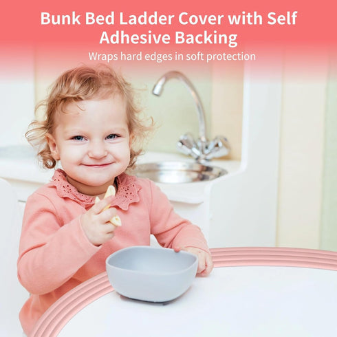 Calolin Bunk Bed Ladder Cover, Pink Soft Foam Double Layer Safety Padding with Self Adhesive Backing, Non Slip Stair