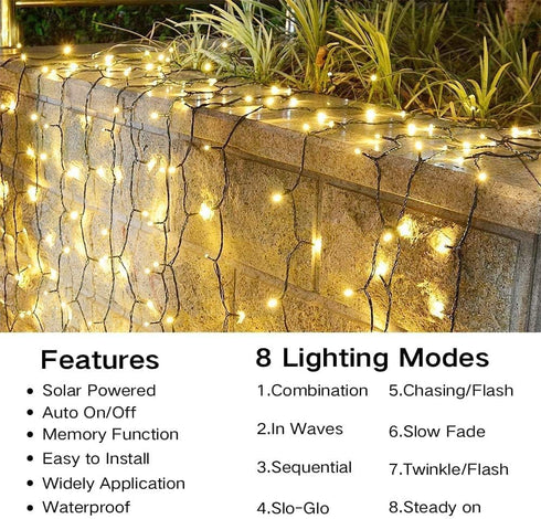 39FT 100LED 8 Joomer Solar Christmas String Lights, Waterproof Outdoor Lights with Modes Twinkle Fairy Light