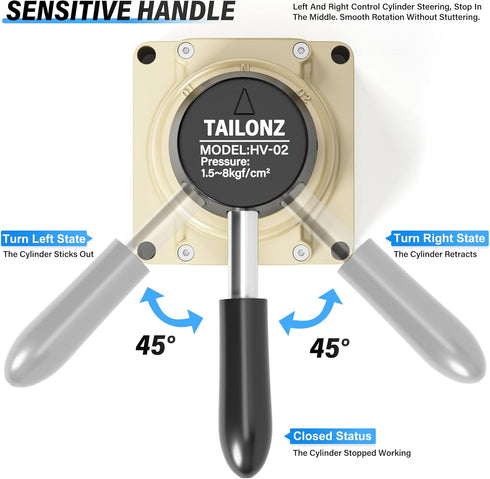 TAILONZ PNEUMATIC Rotary Lever Hand Valve HV-02 1/4”NPT Air Flow Control 3 Position