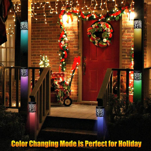 DenicMic (2 Pack) Solar Wall Lights Outdoor Wall Sconce Fence Lighting for Patio Front Door Yard Deck Stair Led Forest
