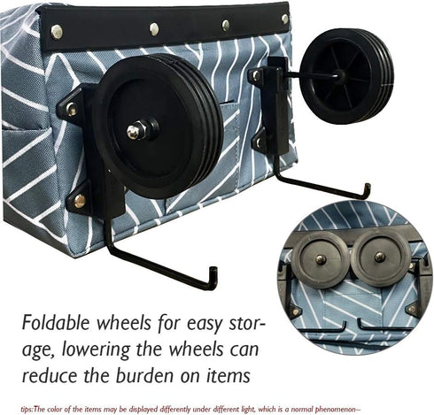 KEEPFINE Grocery Cart with Wheels, Reusable Portable Collapsible Trolley Bags Hand Pulling Utility Collapsible Grocery