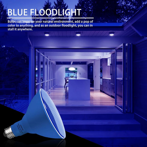 Gonhom 2 Pack PAR38 Bulbs, Dimmable, 20W, E26 1800 Blue Led Light Base, Outdoor Indoor, Christmas Lighting, LM, Long