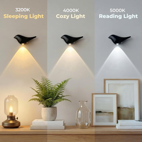 Obsidian Motion Sensor Night Light Indoor, Magnetic Wall Lamp, Rechargeable LED Bird Lamp, Wireless Stick On Light