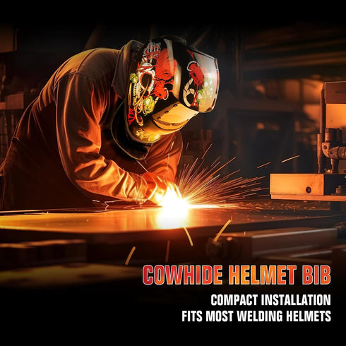 Heat-Resistant Leather Welding Bib for Enhanced Protection - Fits Most Helmets