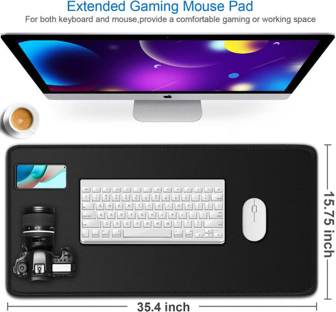 Large Mouse Pad - 35.42x15.7x0.12 inch Non-Slip Gaming Mousepad, Water Resistant Rubber Base Long Desk Mat for Work &
