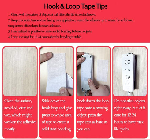 LLPT Hook and Loop Tape, 3/4 Inch x 23 Feet Heavy Duty Adhesive Industrial Strength Strip for Indoor/Outdoor, Black