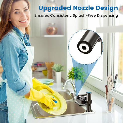 Countertop Soap Dispenser for Kitchen Sink, Built in Sink Soap Dispenser with Sponge Rack, Soap Dispenser Pump