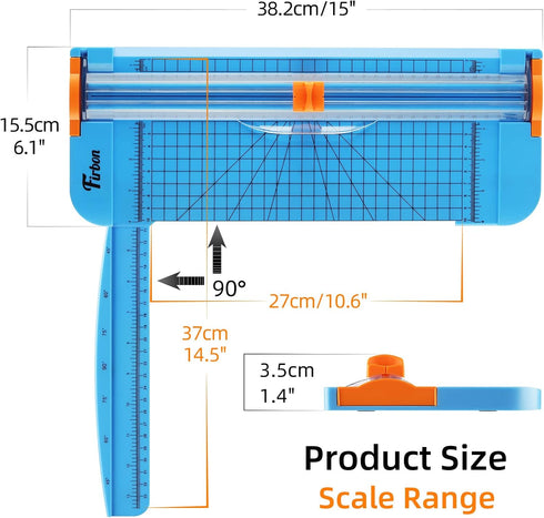 Firbon Blue A4 Paper Cutter, 12 Inch Titanium Straight Paper Trimmer with Side Ruler for Scrapbooking Craft, Paper, Coupon, Label, Cardstock by Firbon
