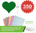Royal Green Decorative Heart Stickers - Cute Scrapbooking, Packaging, Arts & Crafts, 0.5 inch, 350-Pack (White)