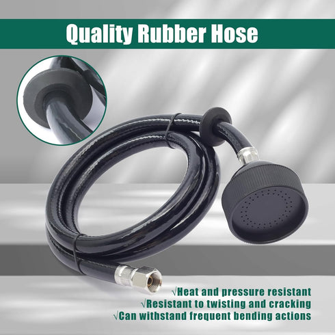 YUXIVCNE 2 1/4" Commercial Pcs Shampoo Bowl Sprayer Head Thread with Black Rubber Hose to Faucet for Salon Barber Shop
