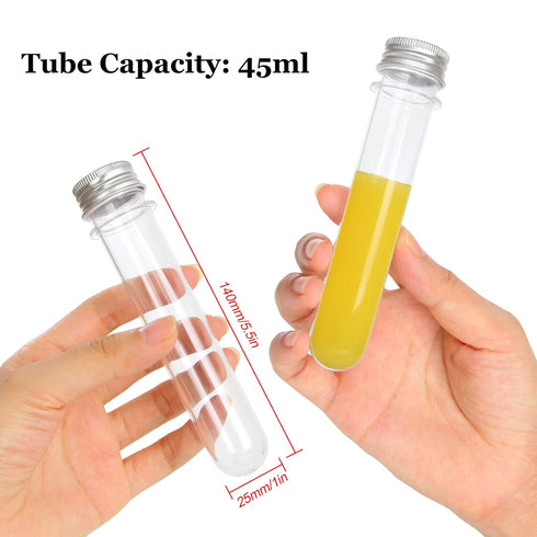 60Pack 45ML Plastic Test Tubes with Caps, Bottles Clear Bath Salt Tubes, Candy Storage Vials for Scientific