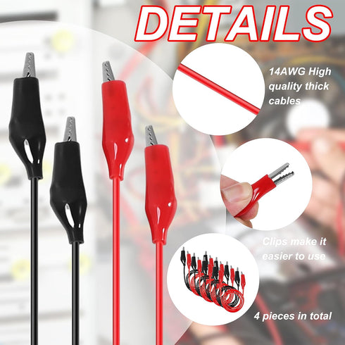 8 Groups Insulated Alligator Clips Electrical Test Leads, 1M Double-Ended Jumper Wires for Circuit Connection Experiment