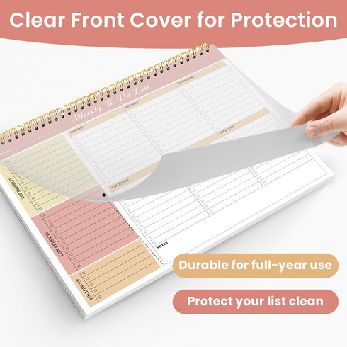 Weekly To Do List Notepad, 52 Undated Sheets (8.5"×11"), Undated Weekly Planner for Office Desk Accessories and Supplies