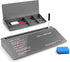 Birch Desktop Whiteboard (Charcoal) with Storage & Multiple Markers, Glass Dry Erase Board for Desk Top