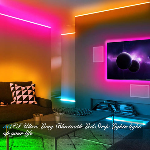 5050 50ft DAYBETTER Led Strip Lights Smart with App Control Remote, RGB for Bedroom, Music Sync Color Changing for Room