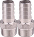 DERNORD Stainless Steel Hose Barb x NPT Male Fitting, 1", Pack of 2