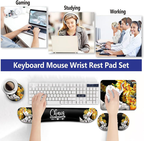 Premium Memory Foam Mouse Pad and Keyboard Wrist Rest Pads Set, Office Easy Typing Games to Relieve Fatigue, Non-Slip