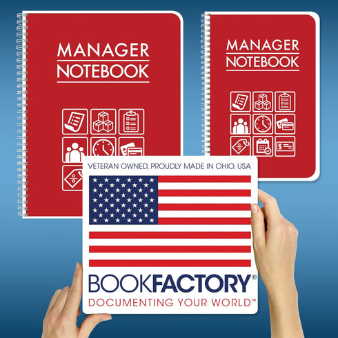 BookFactory Manager Notebook/Manager’s Log Book, Wire-O, 100 Pages, 8.5”x11” Planner for Management