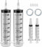 2 Pack 350ml Plastic Syringe, Large Sterile Catheter Tip with Tip Cap Adapter, Soft Tube for Scientific Labs, Pet