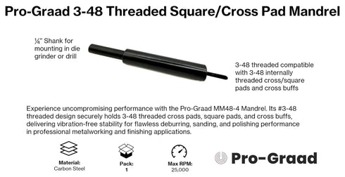 Pro-Graad MM48-4 3-48 3.5" 1/4" #3-48 Threaded Overlap Slotted Disc, Square Pad, Cross Pad, Cross Buff Quick-Change