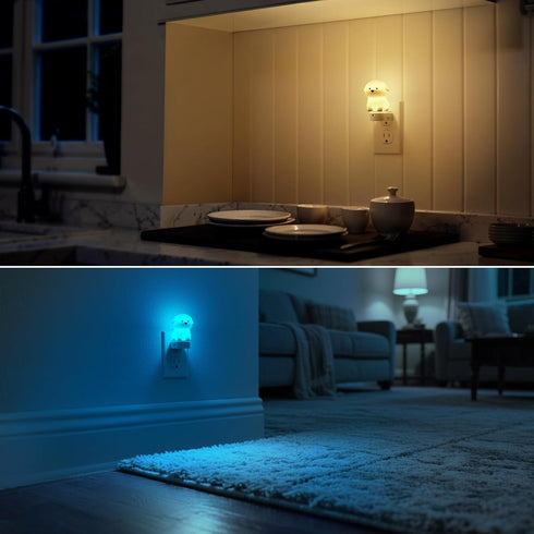 3D 3000K DORESshop LED Night Light for Kids, Cute Puppy Night Lights Plug into Wall with Dusk to Dawn Sensor, RGB+Soft