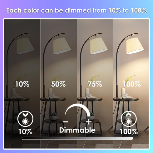 Bulb A19 E26 Dimmable Bulbs 8W 60W 30 2700K-6000K, Bulbs 4-Pack FTL Color Changing Light with Remote Control, RGB LED