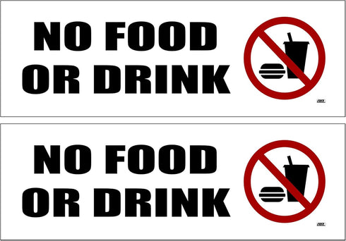 Rogue River Tactical 2 Pack No Food or Drink Allowed Sticker Set, 9x3 Inch Vinyl Decal for Indoor Outdoor Use
