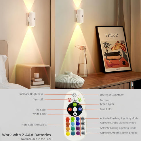 Generic 4 Pack 1200mAh Dimmable, Rechargeable Dynamic RGB LED Wall Lamp, Motion-Sensing Step Lights with Remote