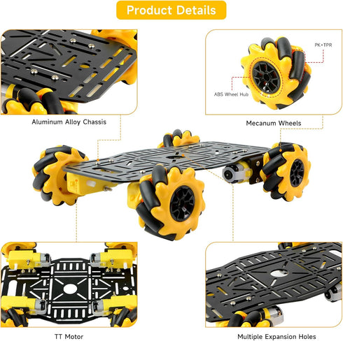 4WD 360 Mecanum Wheel Robot Chassis Car Kit Omnidirectional Movement with Metal Chassis and TT Motor Robot Building