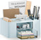 Desk Organizer with 2 Drawer, Multi-Functional Pencil Pen Holder for Desk, Plastic Organizers with 5 Compartments