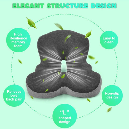 OuYezy Tailbone Buttocks Cushion for Office Chair Memory Foam Seat Pad for Butt Support Relief Ergonomic Chair Cushion
