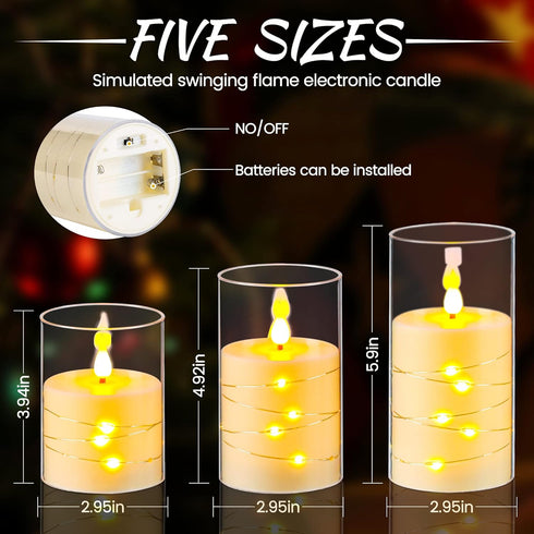 Da by Flameless Candle for Outdoor Use, Battery Powered LED Pillar Candle with Remote Control, 3 Piece Set