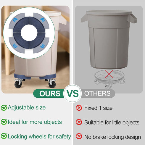 3 15-19 Inch 480 LBS 20, 32, 44, 55 1 Pack ToLanbbt Trash Can Dolly with in Upgraded Wheels, Adjustable Round Furniture